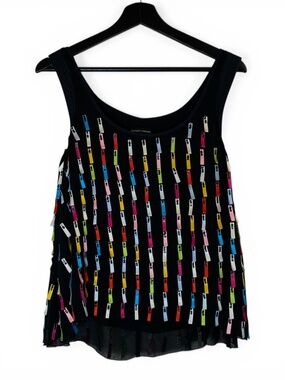 EMPORIO ARMANI Sleeveless Ribbon Sequin Top Camisole Size Small
